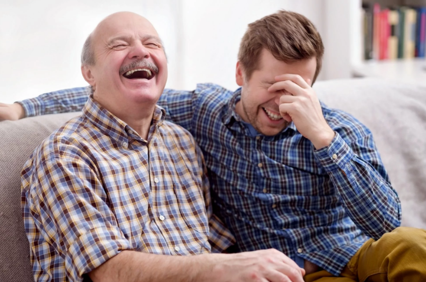 Father and Son laughing